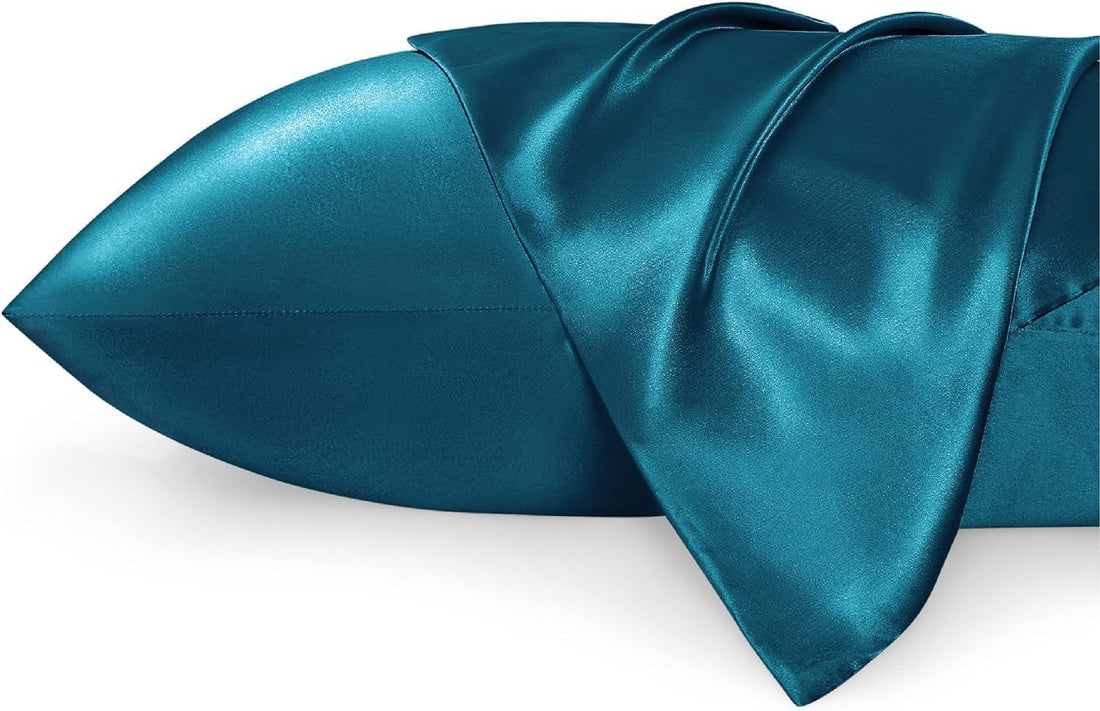 Moro Moro 3 Satin Pillowcase for Hair and Skin Queen Size - Teal Silk Pillowcase 2 Pack 75x50 - Set of 2