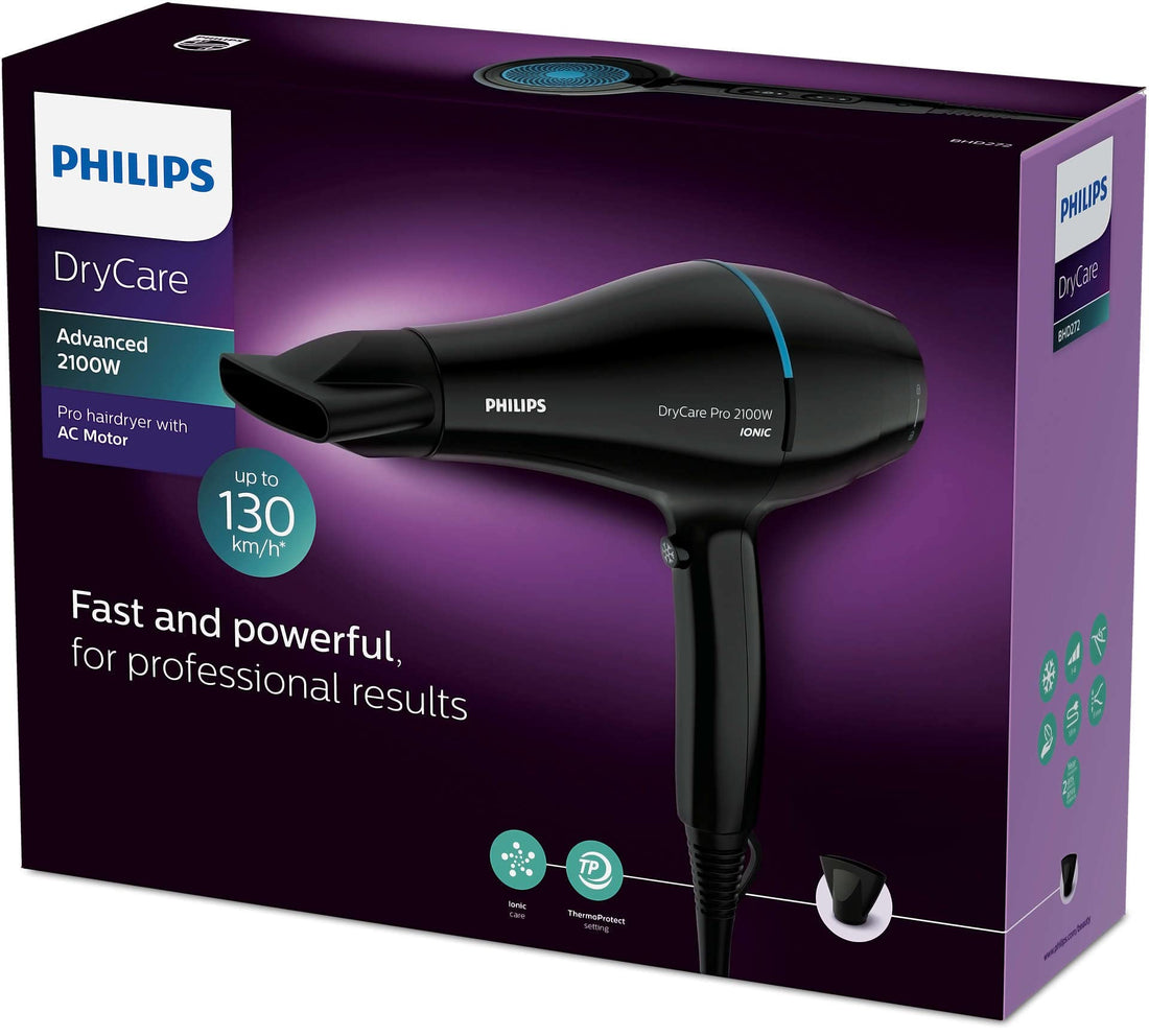 Philips Dry Care Pro Hair Dryer, Professional AC Motor, 2100W, Ionic Care - BHD272/00