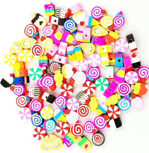 Street27® 60pcs Mixed Colors Polymer Clay Smiley Face Spacer Beads, Assorted Happy Face Slice Beads for Women Girls Jewelry Making Handmade DIY Bracelet Necklace Hair Clip Accessories (Candy)