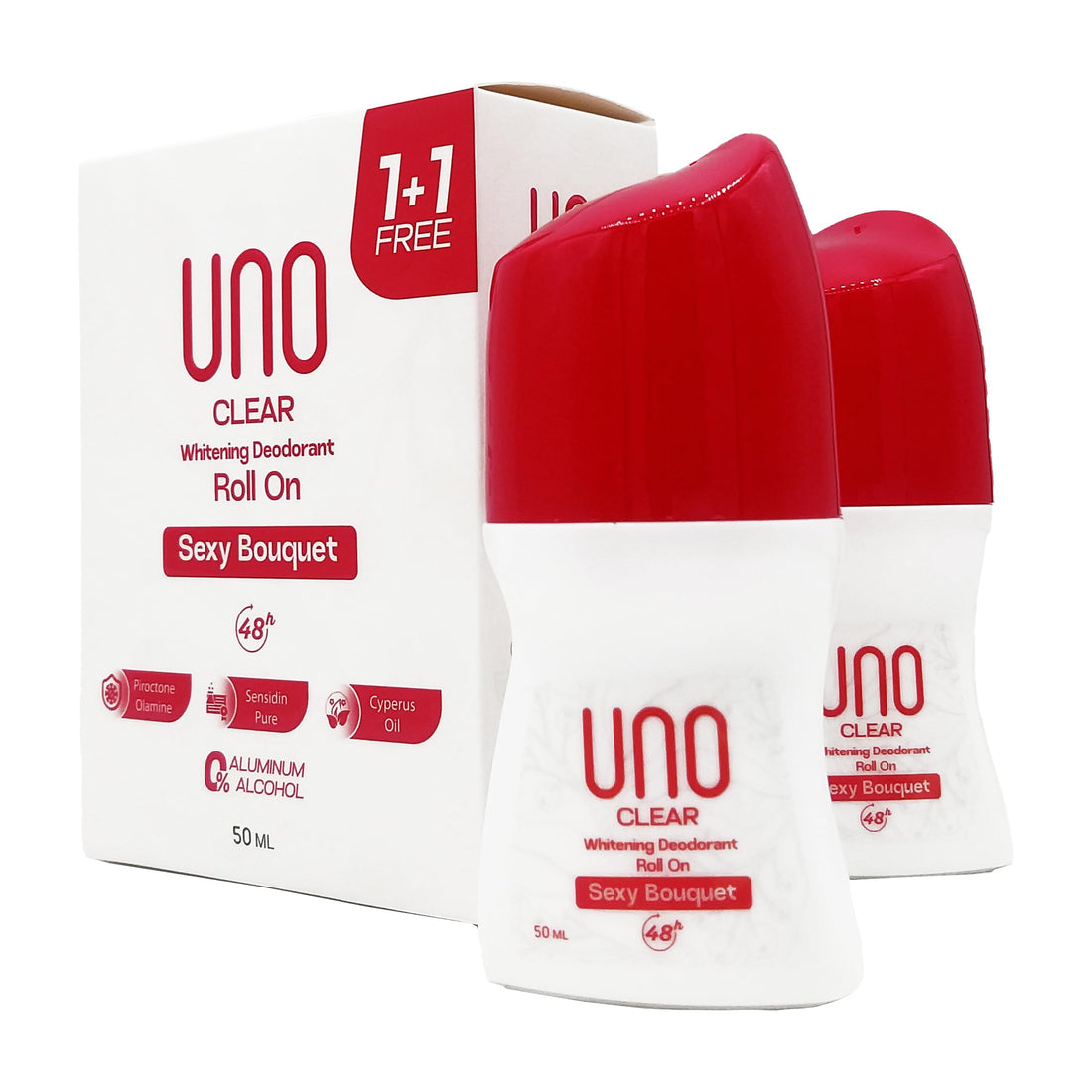 UNO Clear Whitening Deodorant Roll On (Pack Of 2) Sexy Bouquet - 50ML