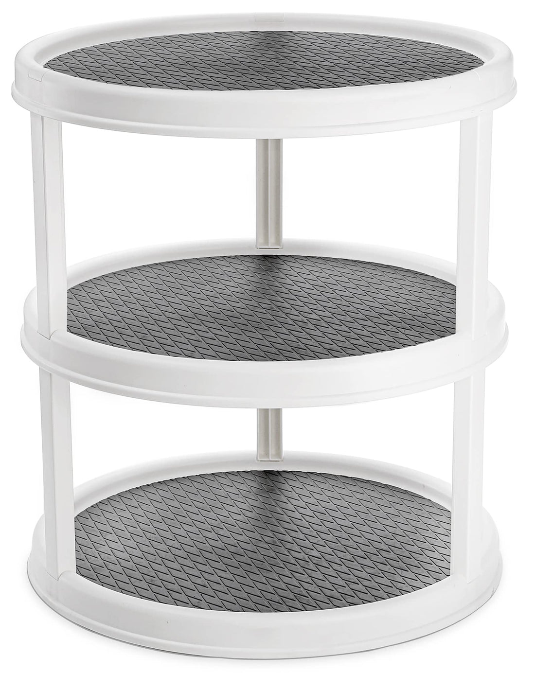 Yesland 3 Tier Turntable - 12'' Round Tiered Rotating Kitchen Spice Organizer and Non-Skid Organization Storage Container - Tiered Tray for Fruit, Snacks, Cosmetic, Pantry, Bathroom(Grey)