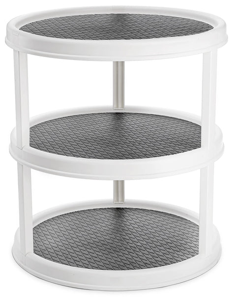 Yesland 3 Tier Turntable - 12'' Round Tiered Rotating Kitchen Spice Organizer and Non-Skid Organization Storage Container - Tiered Tray for Fruit, Snacks, Cosmetic, Pantry, Bathroom(Grey)