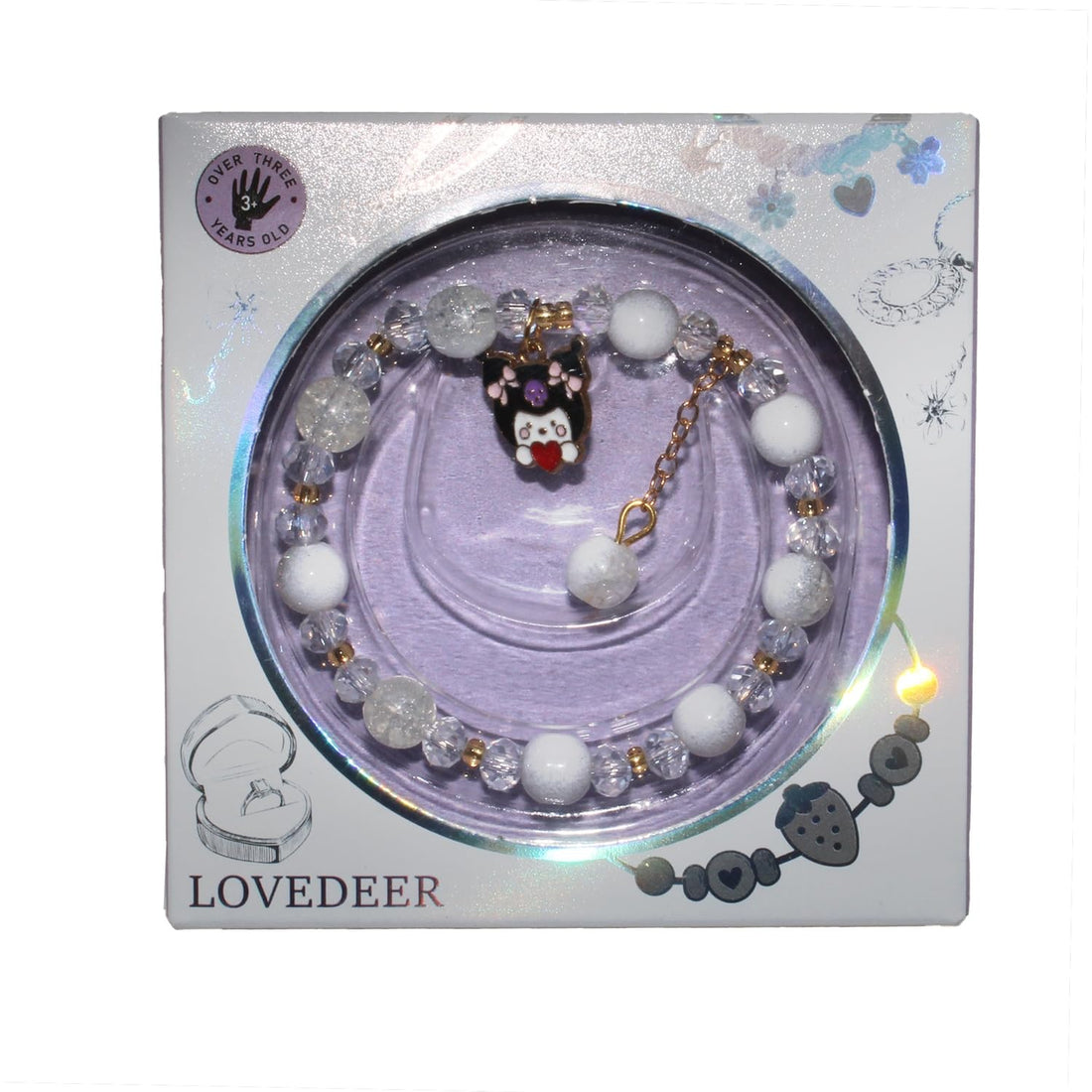 Kids White Beaded Bracelet with Cartoon Charm