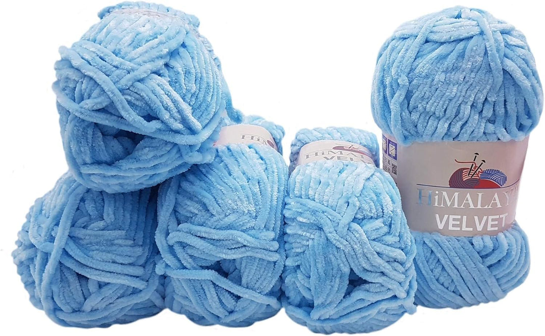 5 x 100 g Micro Polyester Knitting Wool, Baby Wool, Velvety 500 g Wool (Blue 90006)