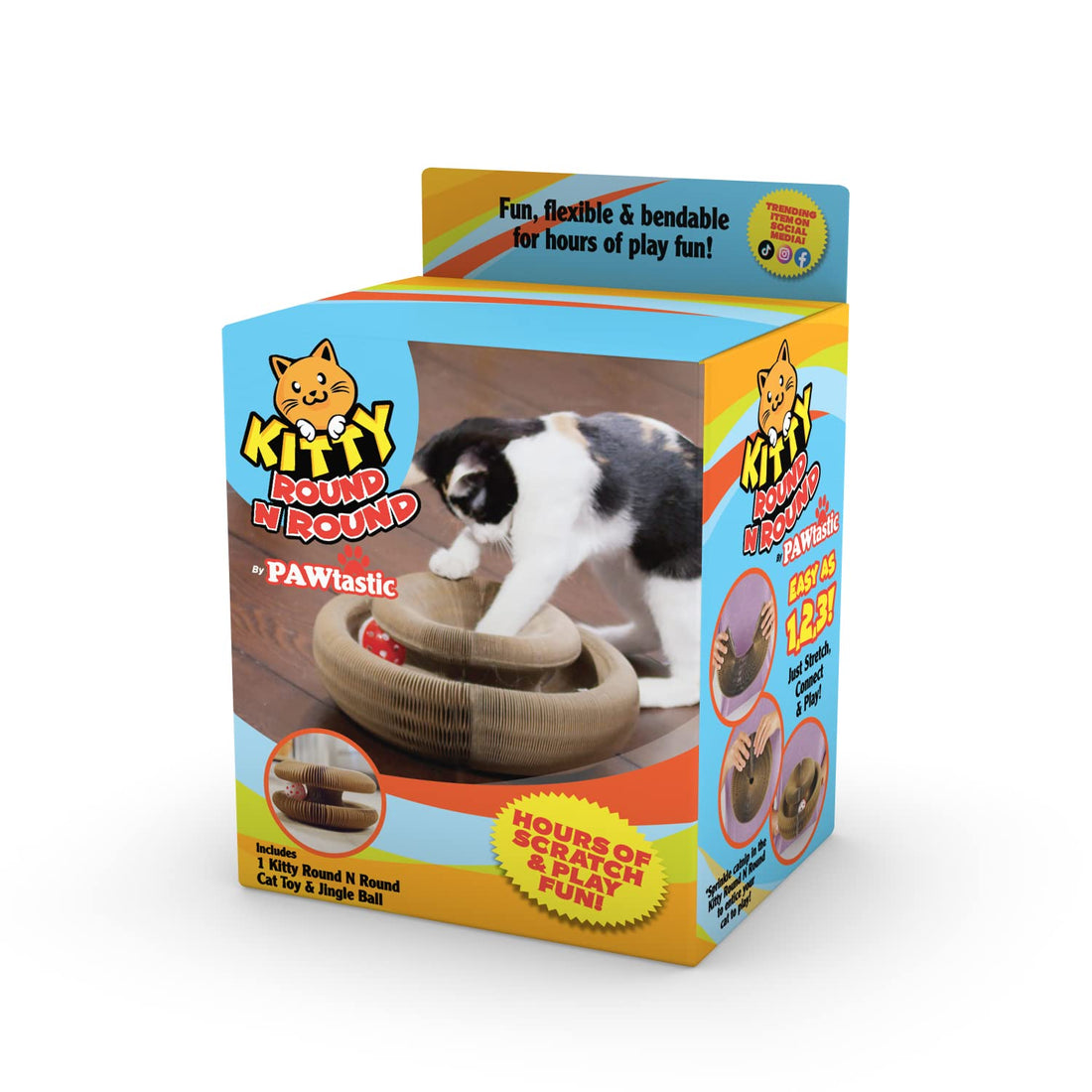 Magic Organ Cat Scratching Board w/ Toy Bell Ball Interactive Scratcher Cat Toy | Fun, Foldable & Convenient for Hours of Indoor Play & Exercise for All Cats!
