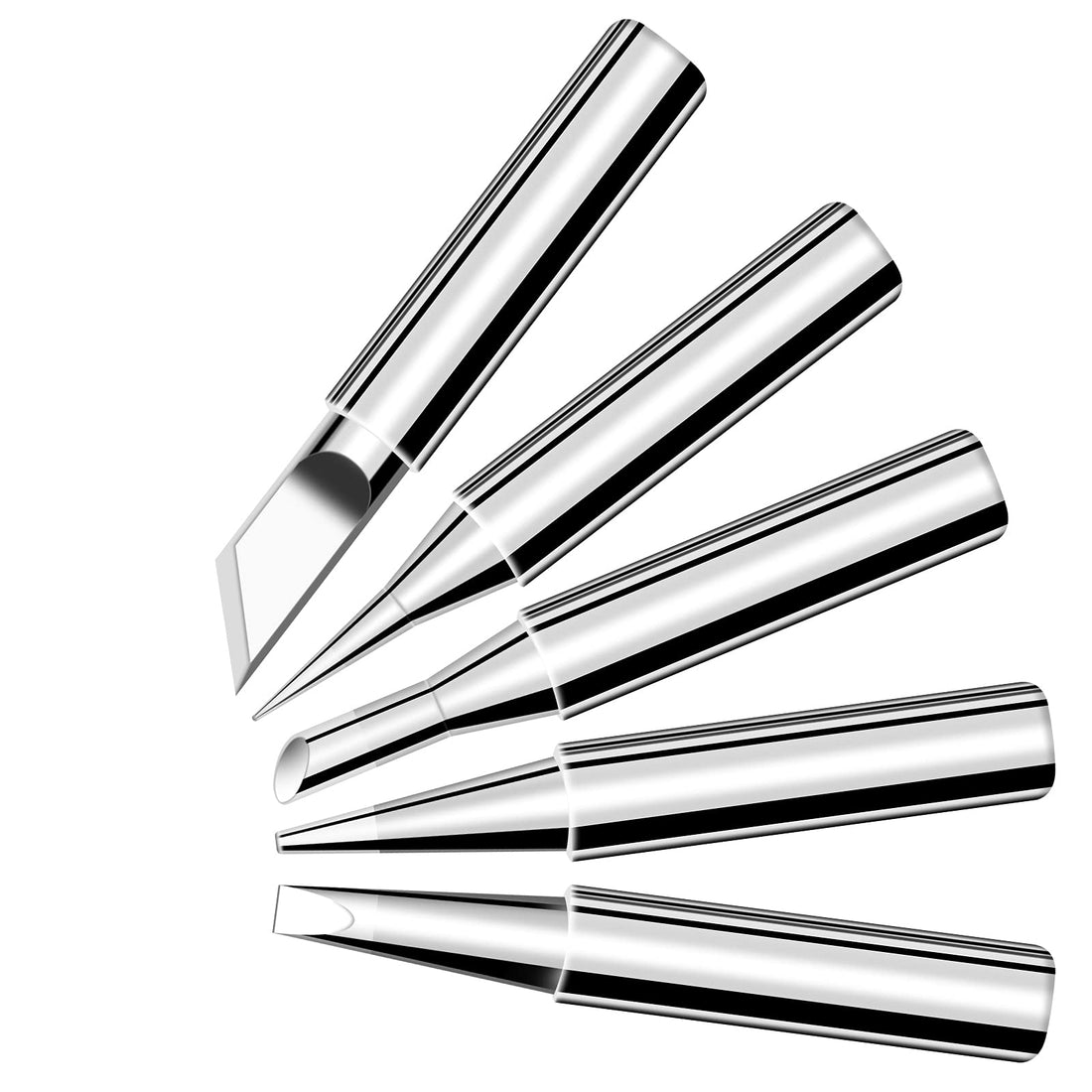 Soldering Iron Tips, 5 PCS 900M Series Solder Tips, Lead-free Replacement Welding Tips, 900M-K/2.4D/B/3C/I, for 900M solder iron/Soldering Station