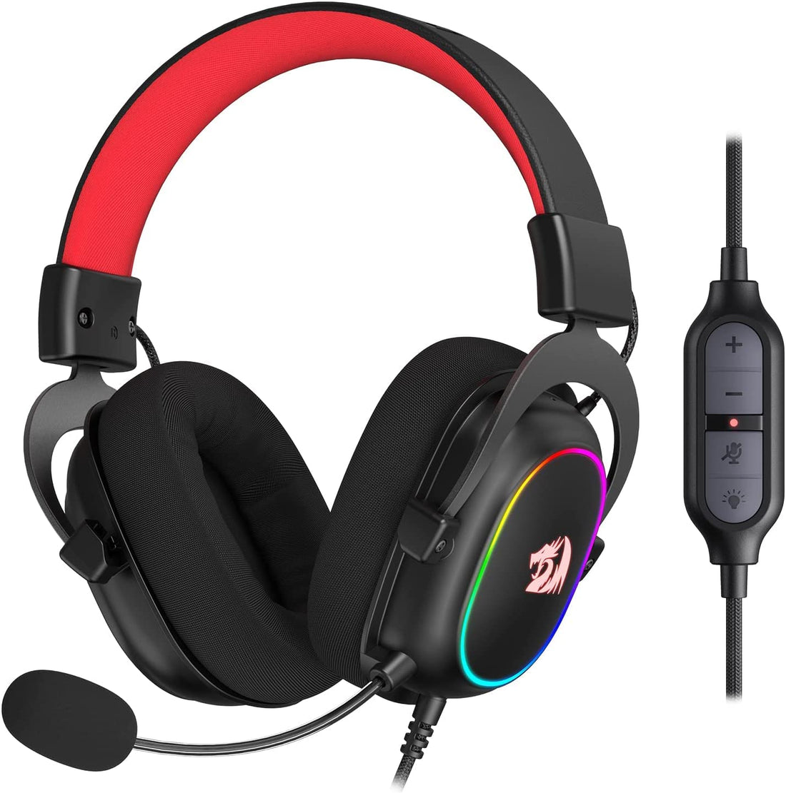 Redragon H510 Zeus Wired Gaming Headset - 7.1 Surround Sound - Memory Foam Earpads - 53 mm Drivers - Detachable Microphone - Multiplatform Headset (RGB) Headphones Headset