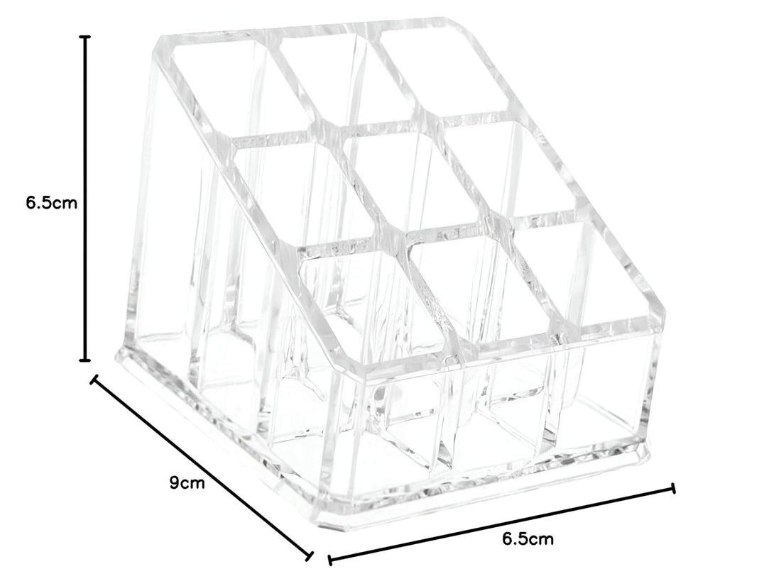 Lip Gloss Stand - 9 Grids Clear Organizer for Lipstick and Cosmetic Bottles, Perfect Display Solution for Your Makeup Essentials