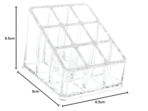 Lip Gloss Stand - 9 Grids Clear Organizer for Lipstick and Cosmetic Bottles, Perfect Display Solution for Your Makeup Essentials