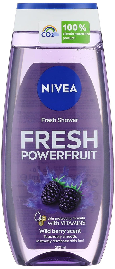 NIVEA Shower Gel Body Wash, Fresh Powerfruit Antioxidants Blueberry Scent, 250ml