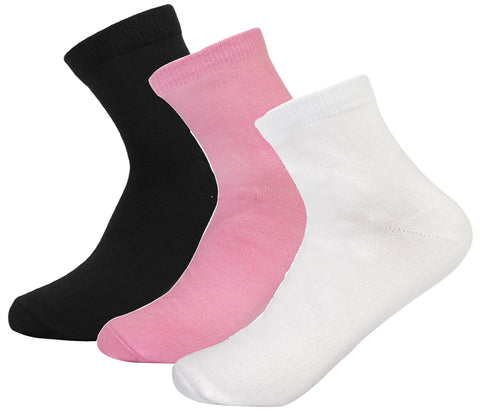 White Flower Girls Set Of 3 Pieces Plain Socks Socks