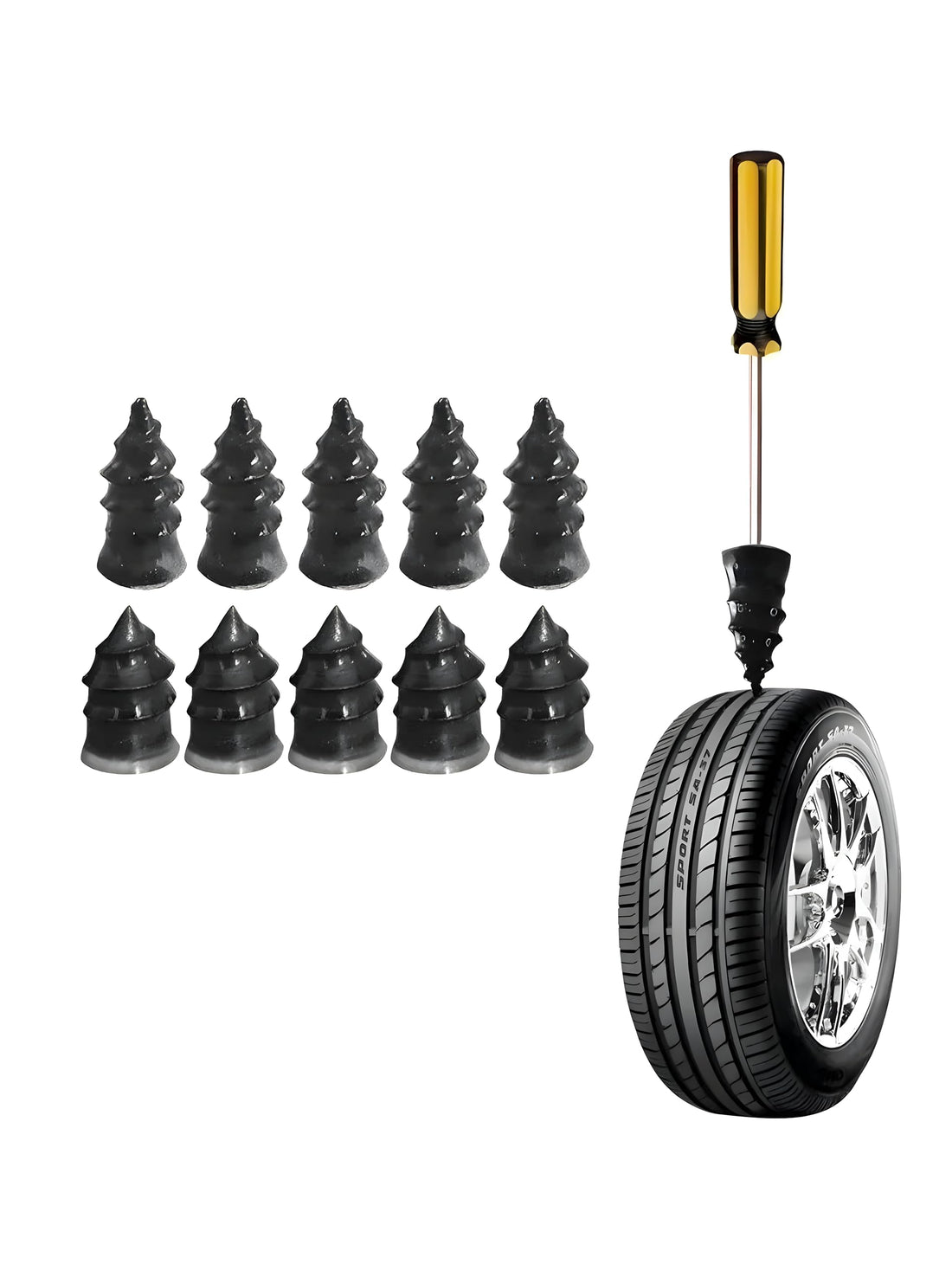 Car Tire Repair Rubber Nails, Car Repair Tool, Quick and Easy to Use, Now Available in Al-Israa (10 Screws)