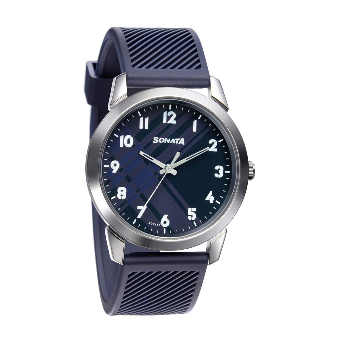 Sonata Watch for Men, Quartz Movement, Analog Display, Blue Rubber Strap-NP77107SP03W