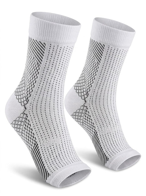 Open Toe Compression Ankle Brace Sleeves Foot Care Arch Support Breathable Knit Sock for Running Sports (White-2, S/M)