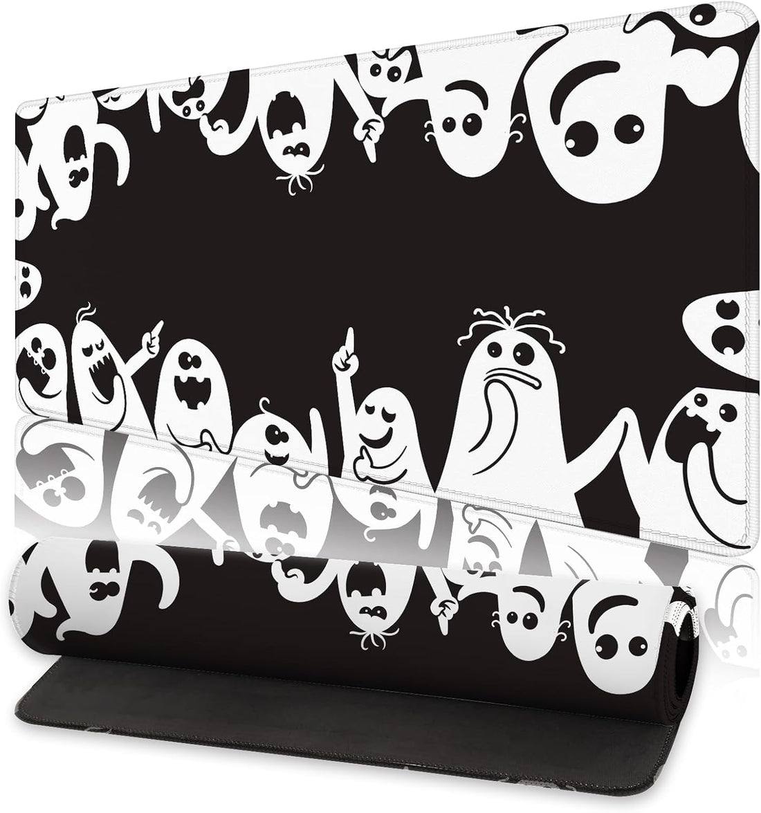 Funny Ghost Gaming Mouse Pad (70× 30cm) for Keyboard and Mouse Desk Mat – Anti Slip Rubber Base – Stitched Edges – Waterproof – Speed Edition