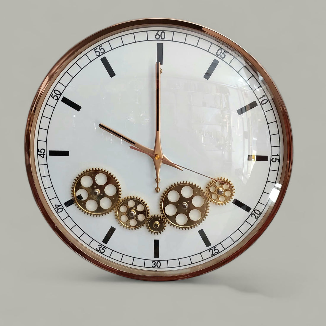 Silent Wall Clock with Real Moving Gears Battery Operated for Living Room Kitchen Bedroom Office Decor (23384W)