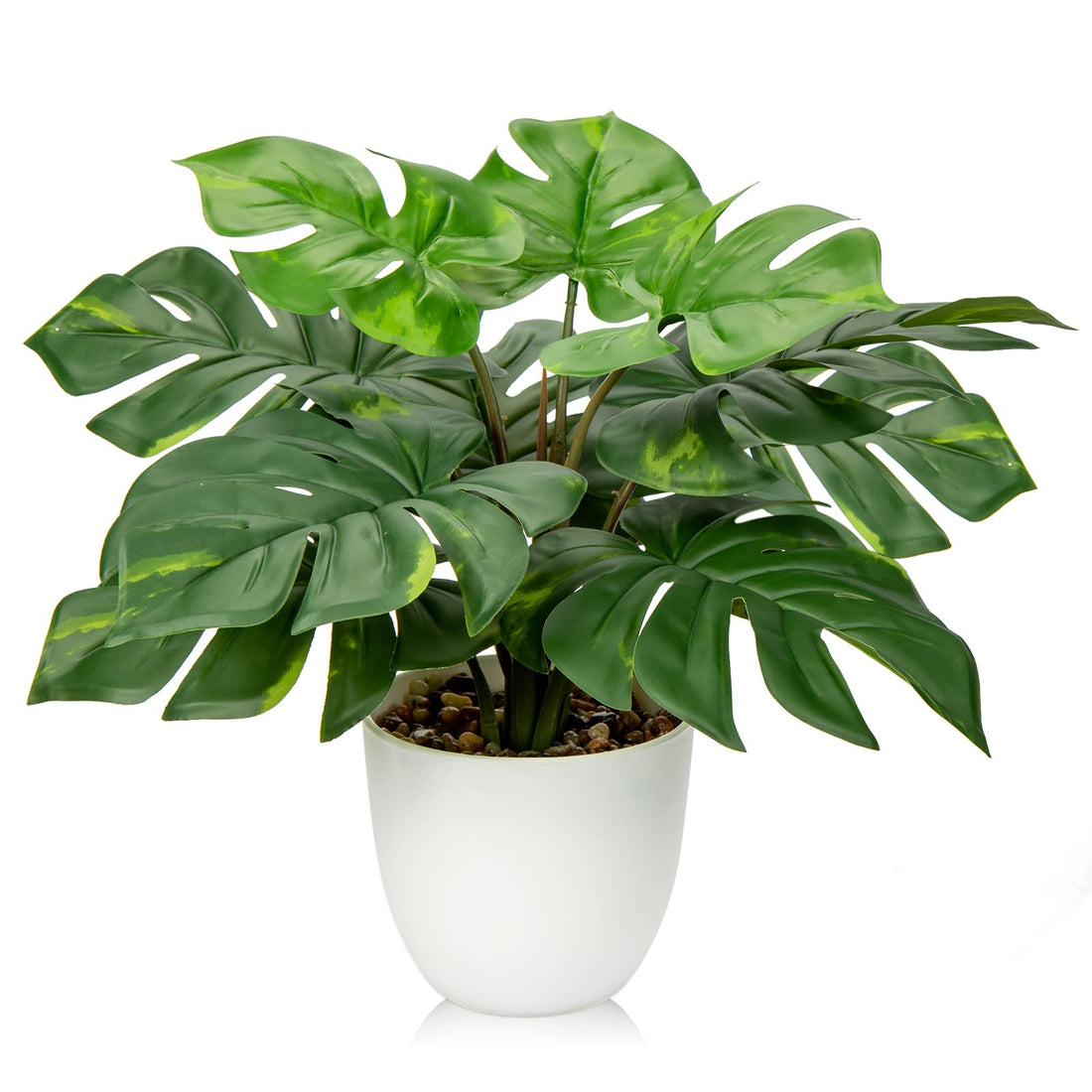 Hollyone 37CM Artificial Monstera Plant Faux Plants Indoor Decorative Tropical Fake Plants Aesthetic Room Décor Plants for Bedroom Office Home Desk Decoration