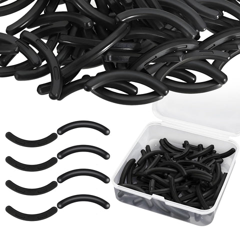 100PCS Eyelash Curler Refills, Compatible with Tweezerman â€“ Silicone Lash Curler Pads (Black)
