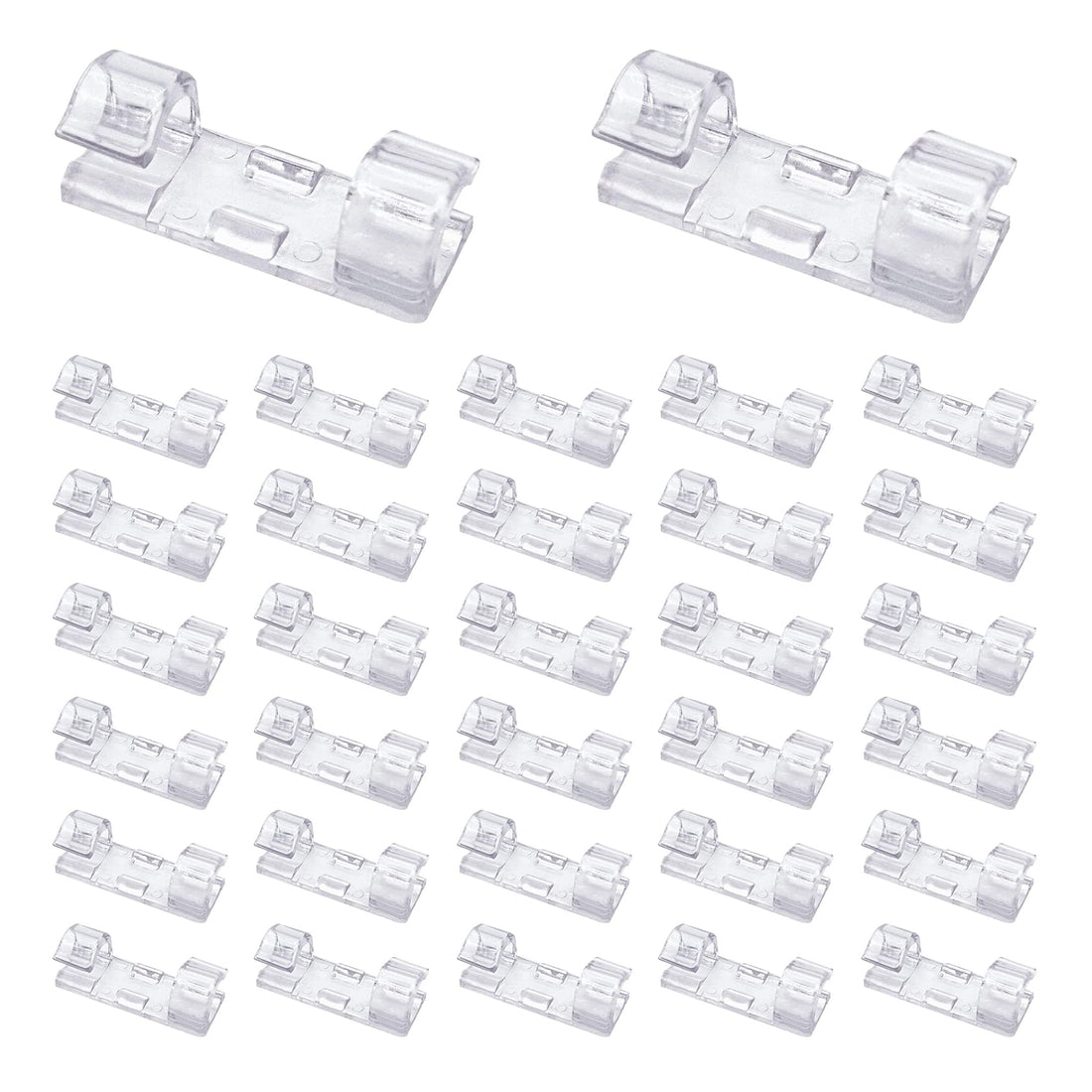 40 Pack Cable Clips - Viaky Strong Adhesive Wire Holder Organizer Durable Cord Management System, for Organizing Cables Home and Office (transparent-plus32pcs)