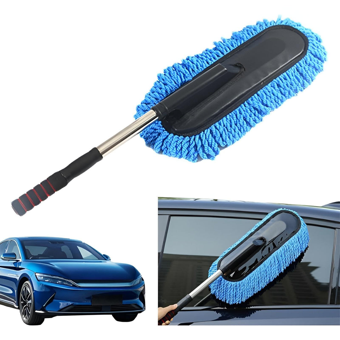 Car Wash Brush - Soft Microfiber Telescopic Duster for Safe Vehicle Cleaning, Ideal for Cars, Boats, and RVs, Removes Loose Dirt and Dust from Hard to Reach Areas Without Water or Chemicals
