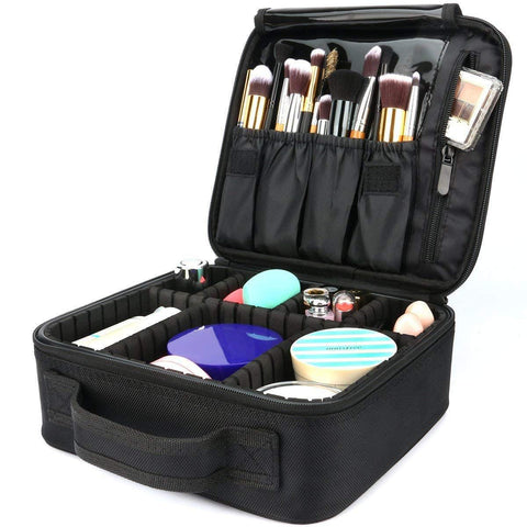 Travel Makeup Bag,Portable Travel Makeup Cosmetic Case Organizer Artist Storage Bag with Adjustable Dividers for Cosmetics Makeup Brushes Toiletry Jewelry Digital Accessories