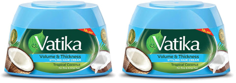 Vatika Naturals Tropical Coconut Styling Hair Cream (125mL) +1 0% OFF| Promotes Volume and Thickness | Nourishing Vatika Oils | For Fine and Limp Hair (Pack of 2)
