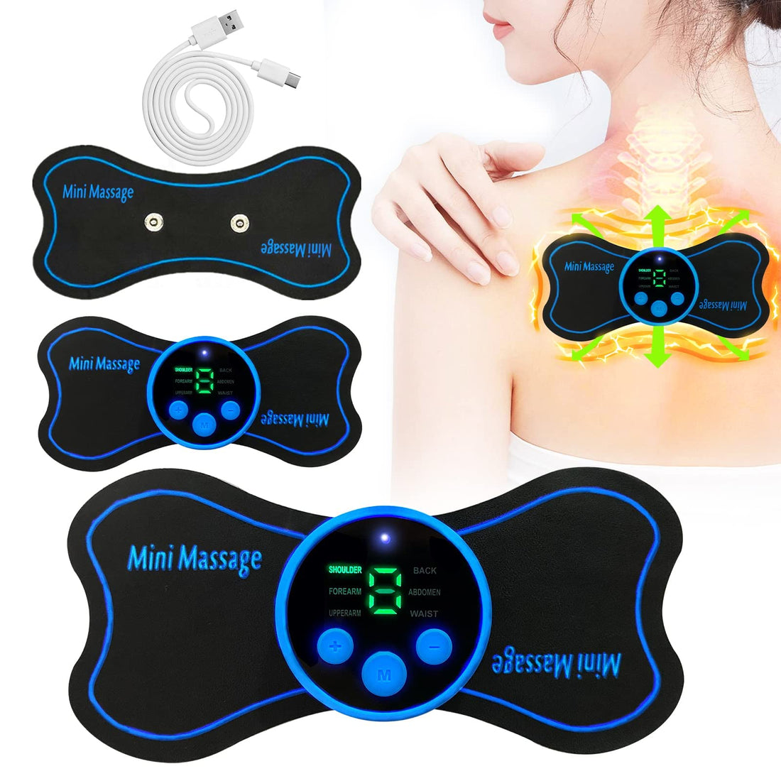 Portable Electric Massager, Mini Neck Massager, Whole Body Massager, Cervical Massage Pads Relieve Pressure of The Whole Body