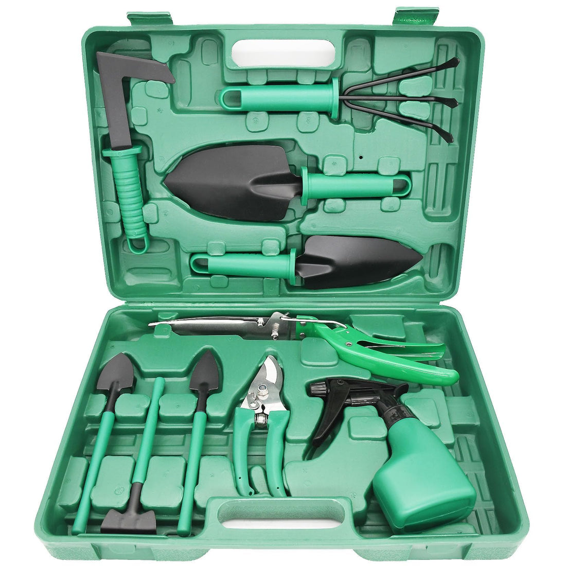 Xspring Stainless Steel Garden Tool Kit, 10 PCS Gardening Tools Set with Carrying Case, Ergonomic Hand Tool, Heavy Duty Gardening Work Set, Gardening Gifts for Women Gardener
