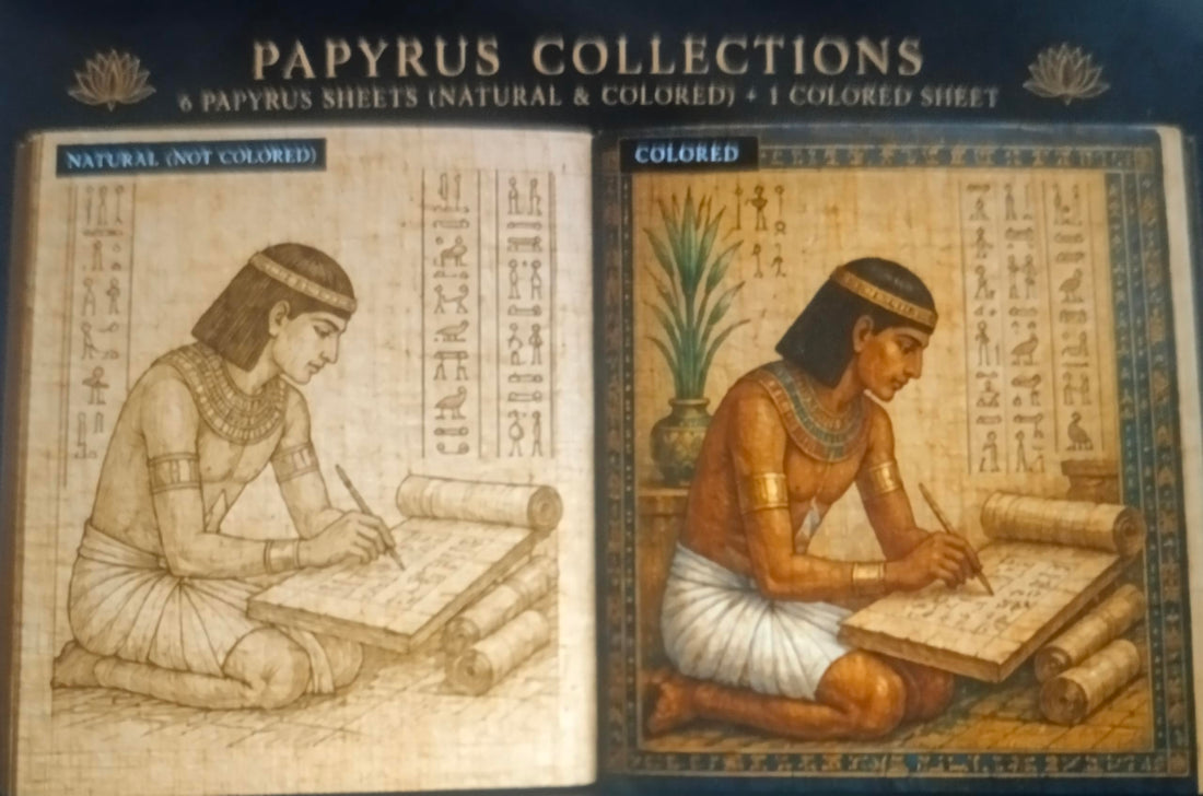 WOW Colors Pharaonic Papyrus Colouring Set, 30x40 cm Sheet with Coloured Reference Guide, 6 Poster Colours and Brush, All Ages