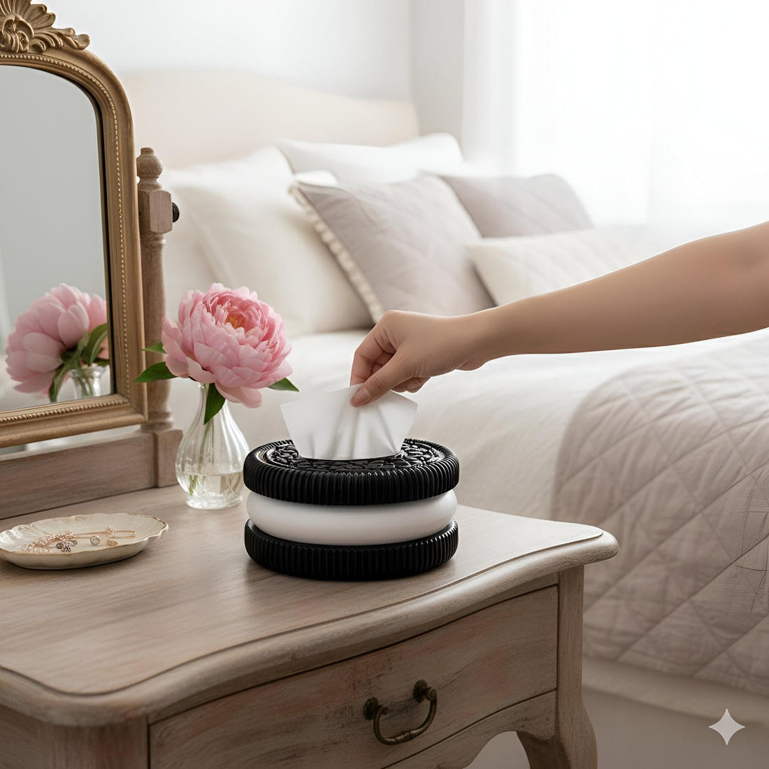 Biscuit Style Tissue Dispenser - Charming, Non-Branded Design for Daily Use, Enhances Bedroom, Living Room, or Office Ambiance