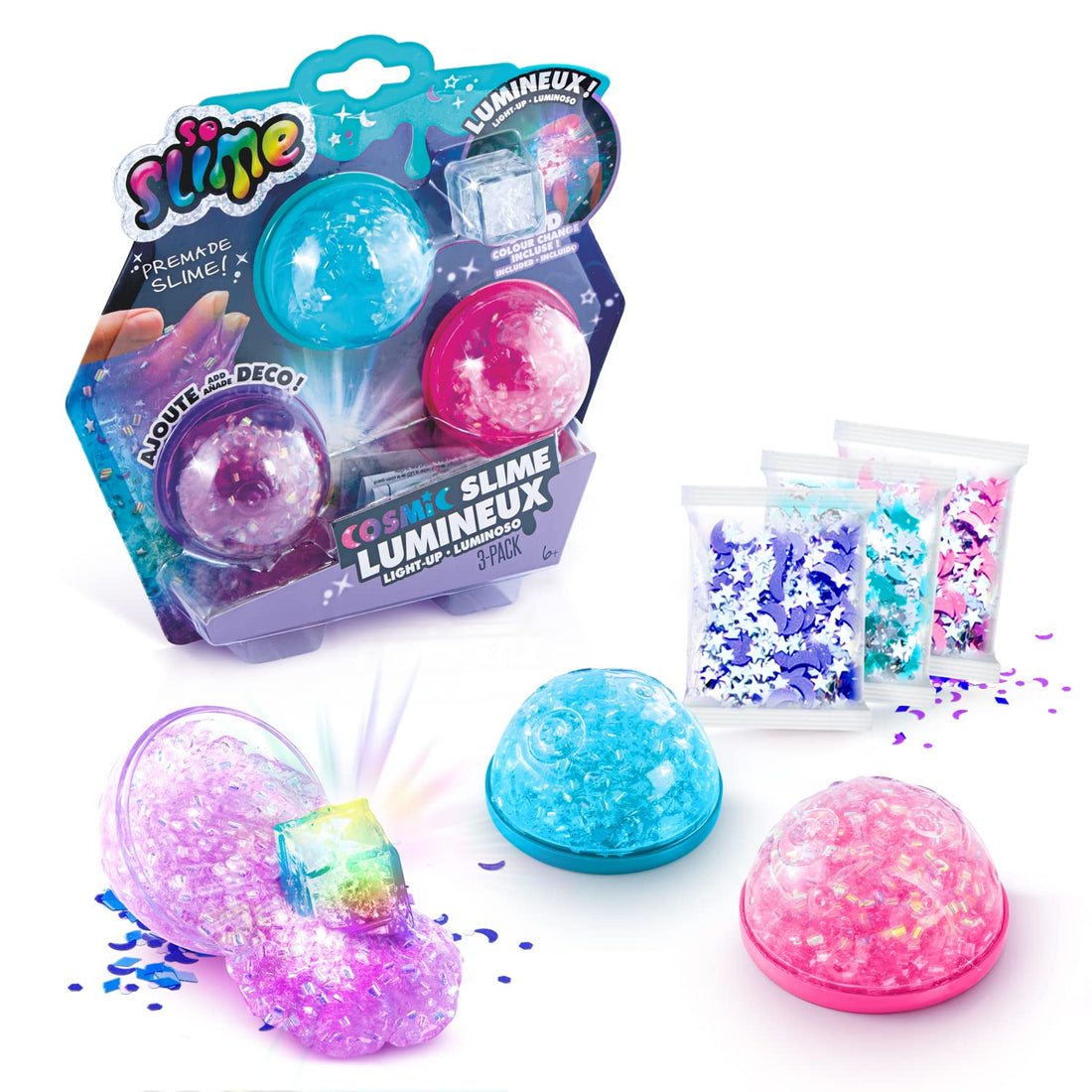 Canal Toys So Slime Light Up Crunch Slime - Cosmic 3 PACK