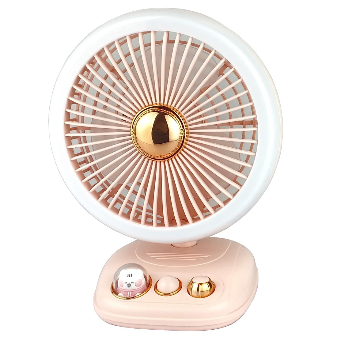Desk Fan with LED Light, Variable Speed Quiet Air Flow, Rechargeable Battery Operated (Pink)