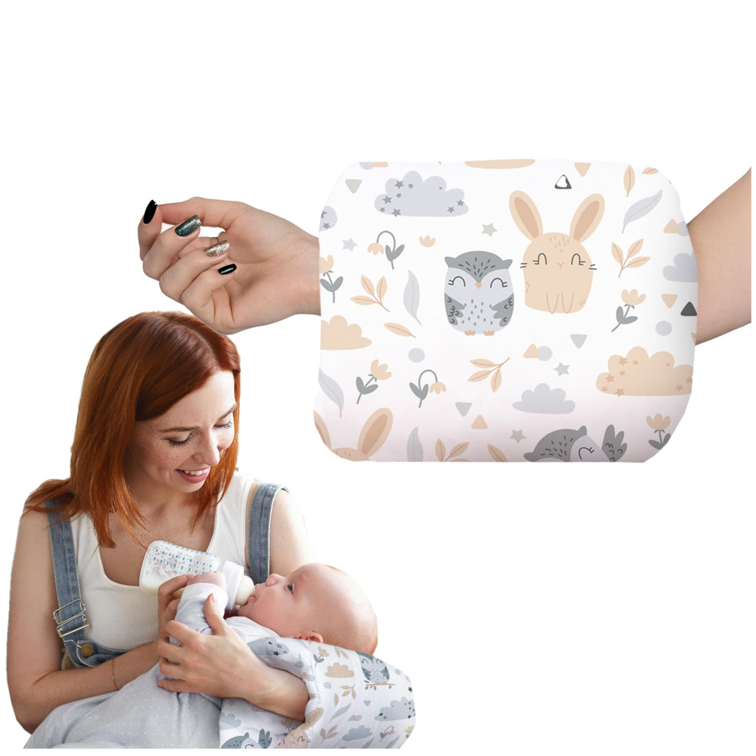 Amilian Baby Small Nursing Pillow with Filling Pillow Nursing Muff, Muff: Approx. 22 x 20 cm, for On the Go, Arm Tunnel, Breastfeeding Pillow, Bottle, Light
