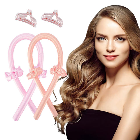 2pcs Heatless Curling Rod Headband - Heatless Hair Curler for Long Hair, No Heat Curl Ribbon with Hair Clips and Scrunchie