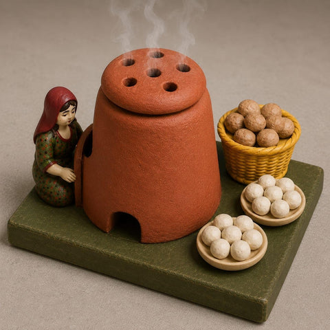 Antiques and Decor (Baladi Oven Incense Burner with Basket Nest Decor Heritage)