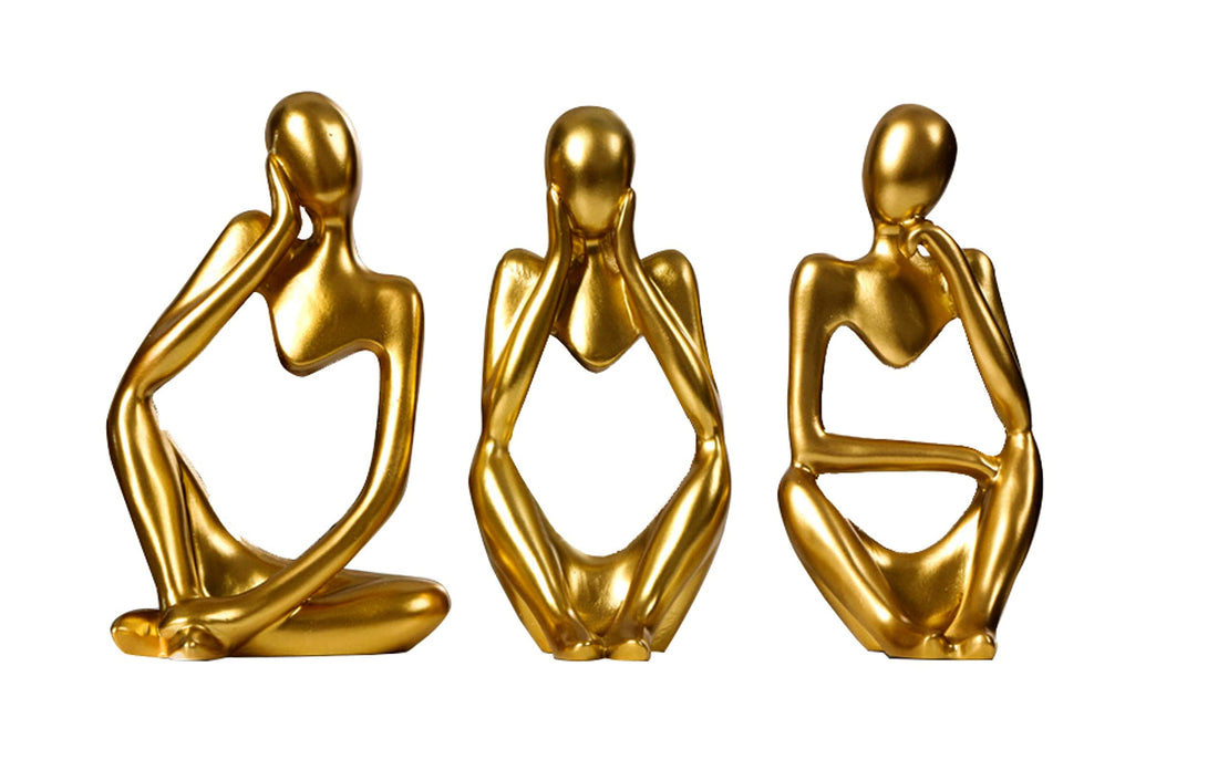 JKUDTQL Gold Thinker Statue Decor Accents Abstract Sculptures Home Decor Modern Resin Statues Golden Decor Accent for Bookshelf Coffee Table Shelf Desktop Office Decor