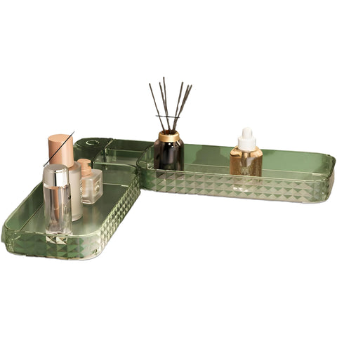 Imported Movable Clear Acrylic (Crystal) Corner Shelf for Shampoo Cosmetic Perfume Bottle Storage Rack Kitchen Spice Rack