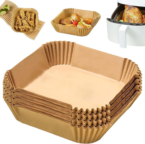 Air Fryer Paper Liners, 100 Pcs Air Fryer Disposable Parchment Paper for Air Fryer Non-Stick Butter, Microwave and Gas Ovens - Square Size 200 by 45 ml - by Rana Store