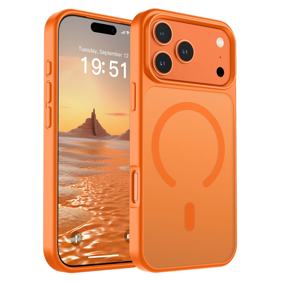 SUPFINE Magnetic for iPhone 17 Pro Max Case (Compatible with MagSafe)(Military Grade Drop Protection) Translucent Matte Shockproof Phone Cover,Starry Orange