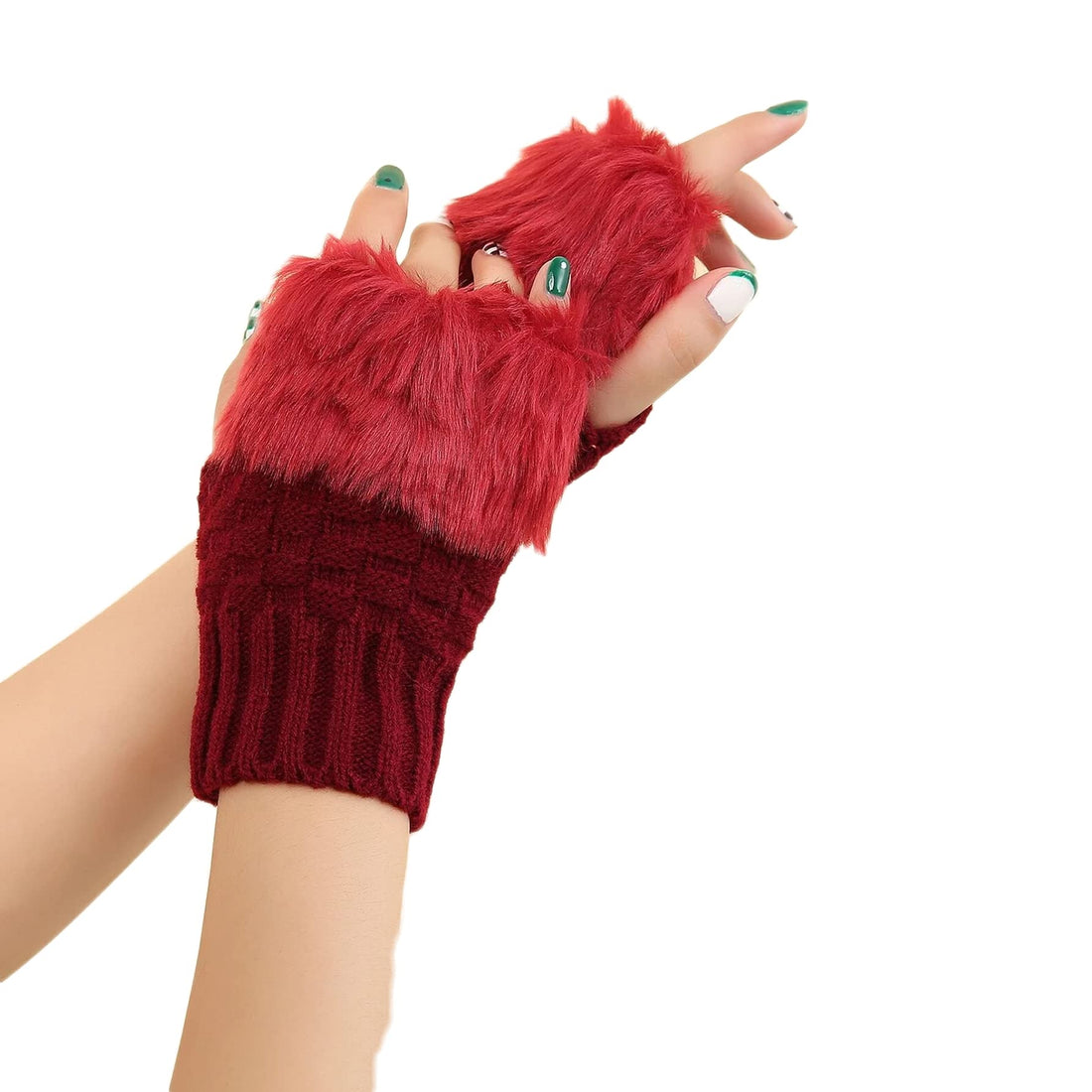 THE PACK Pair Winter Short Fingerless Knit Gloves Thumb Piercing Arm Warmer Gloves for Women Girls