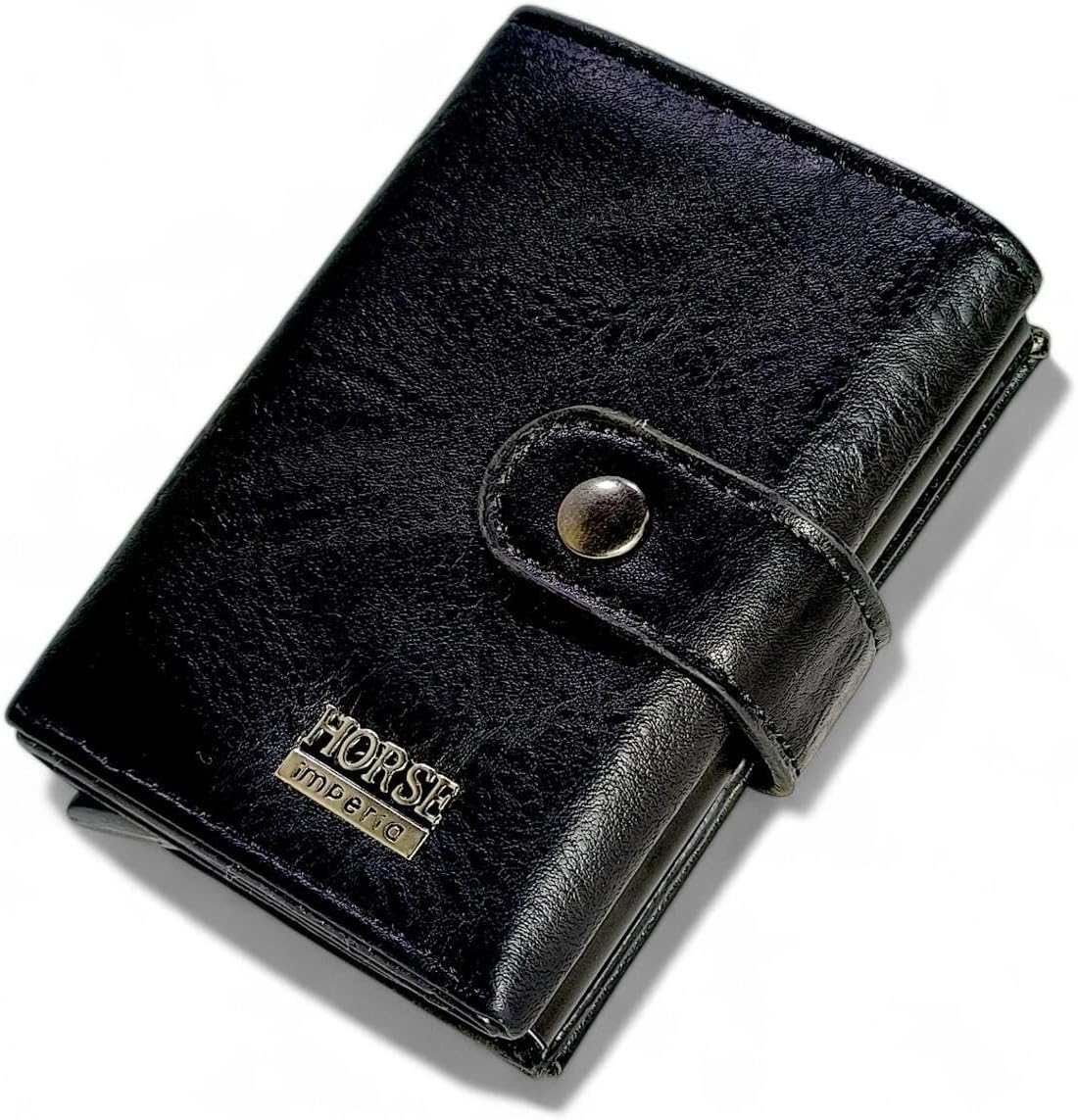 Horse Imperial Leather Card Wallet with Snap Button Closure
