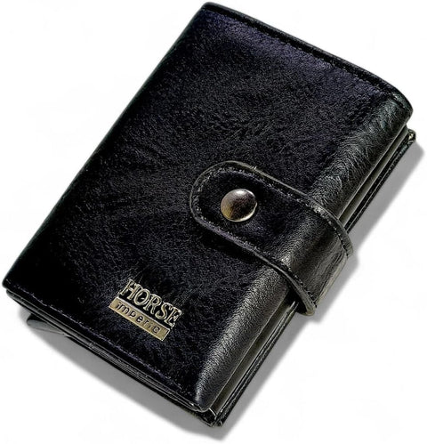 Horse Imperial Leather Card Wallet with Snap Button Closure