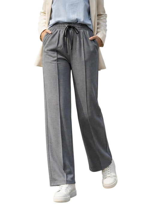 Miza Women's Wide Leg Pants High Waist Milton Elastic Front Line Side Pockets Elastic Drawstring for Everyday Indoor Outdoor Use