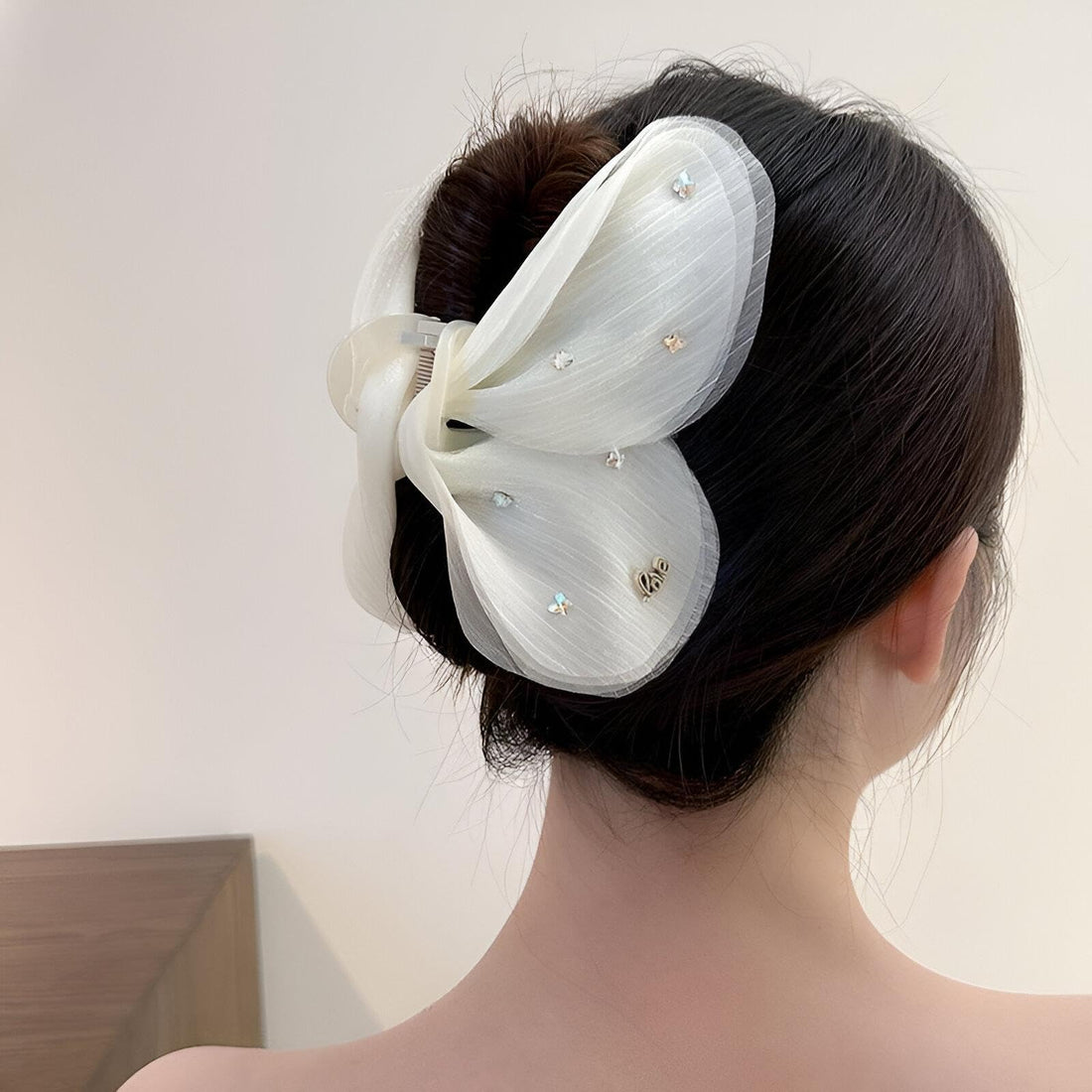 Hair accessory - delicate colorful butterfly clip, adds a touch of elegance and fun to any hairstyle (white)