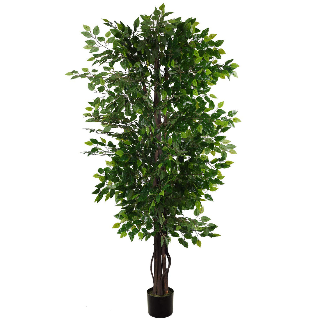 Wofair 6.5 Feet Artificial Ficus Silk Tree with Green Leaves and Natural Trunk, Faux Silk Tree for Living Room Balcony Corner Decoration (Pot not Included)