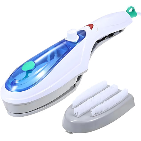 Steam Iron - Portable handheld garment steamer for quick wrinkle removal, compact travel clothes steamer with lightweight ABS brush for home, office use on all fabric types safely and effectively.