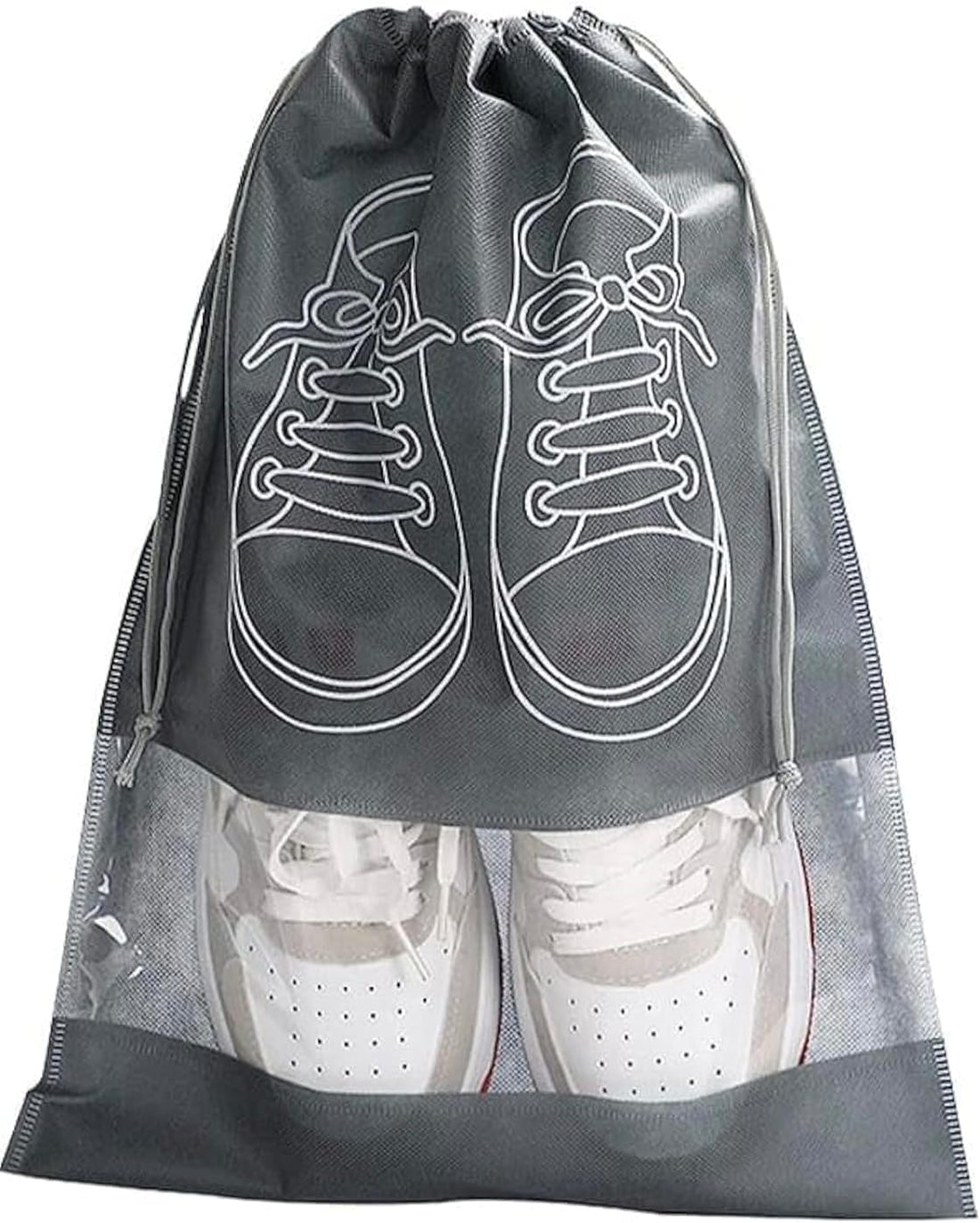 Circle M Travel Shoe Bag Set 2-Pack Grey Waterproof with Clear Window