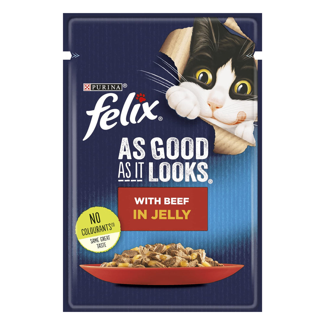 Purina FELIX As Good As It Looks Cat Food with beef in jelly, 85g