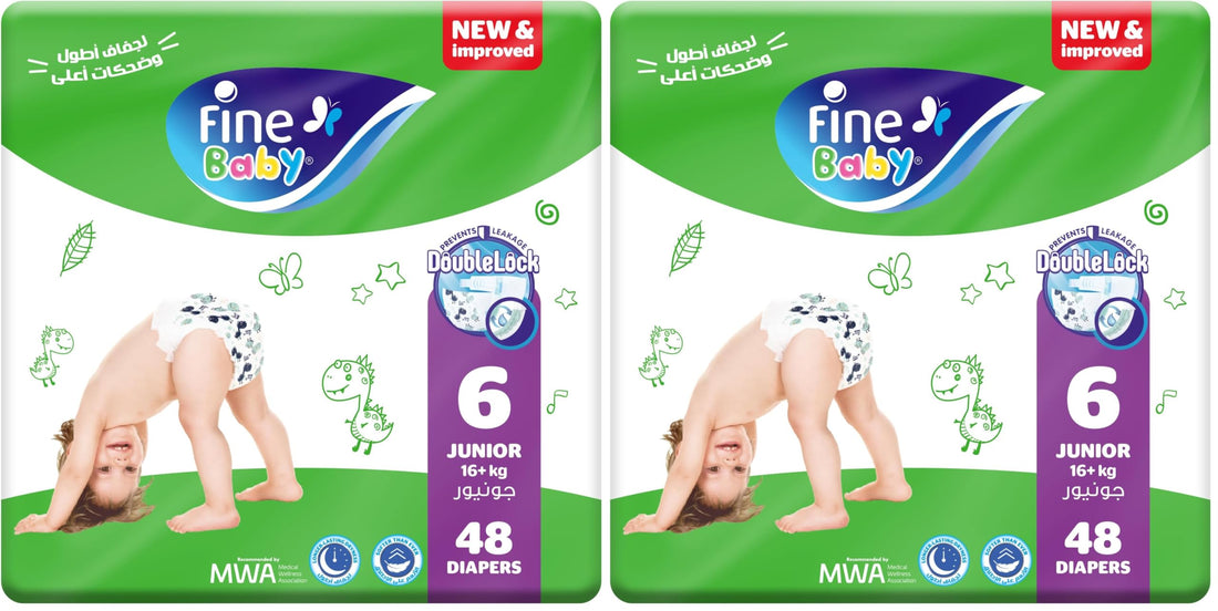 Fine Baby Diapers, Size 6, Junior, 16+ kg, 48 Diaper (Pack of 2)