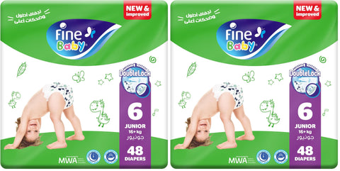Fine Baby Diapers, Size 6, Junior, 16+ kg, 48 Diaper (Pack of 2)